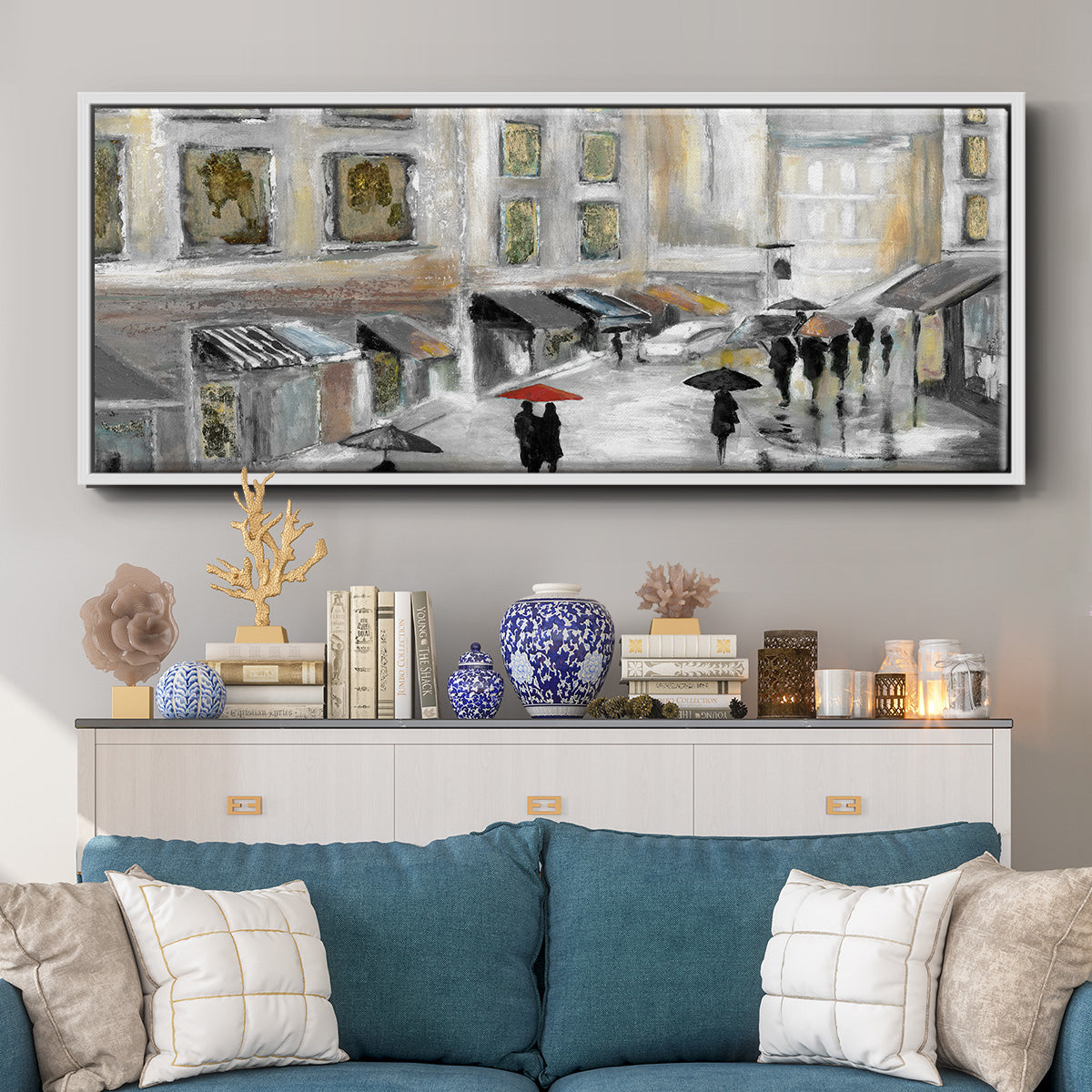 Sunday Market - Floater Framed Canvas Print