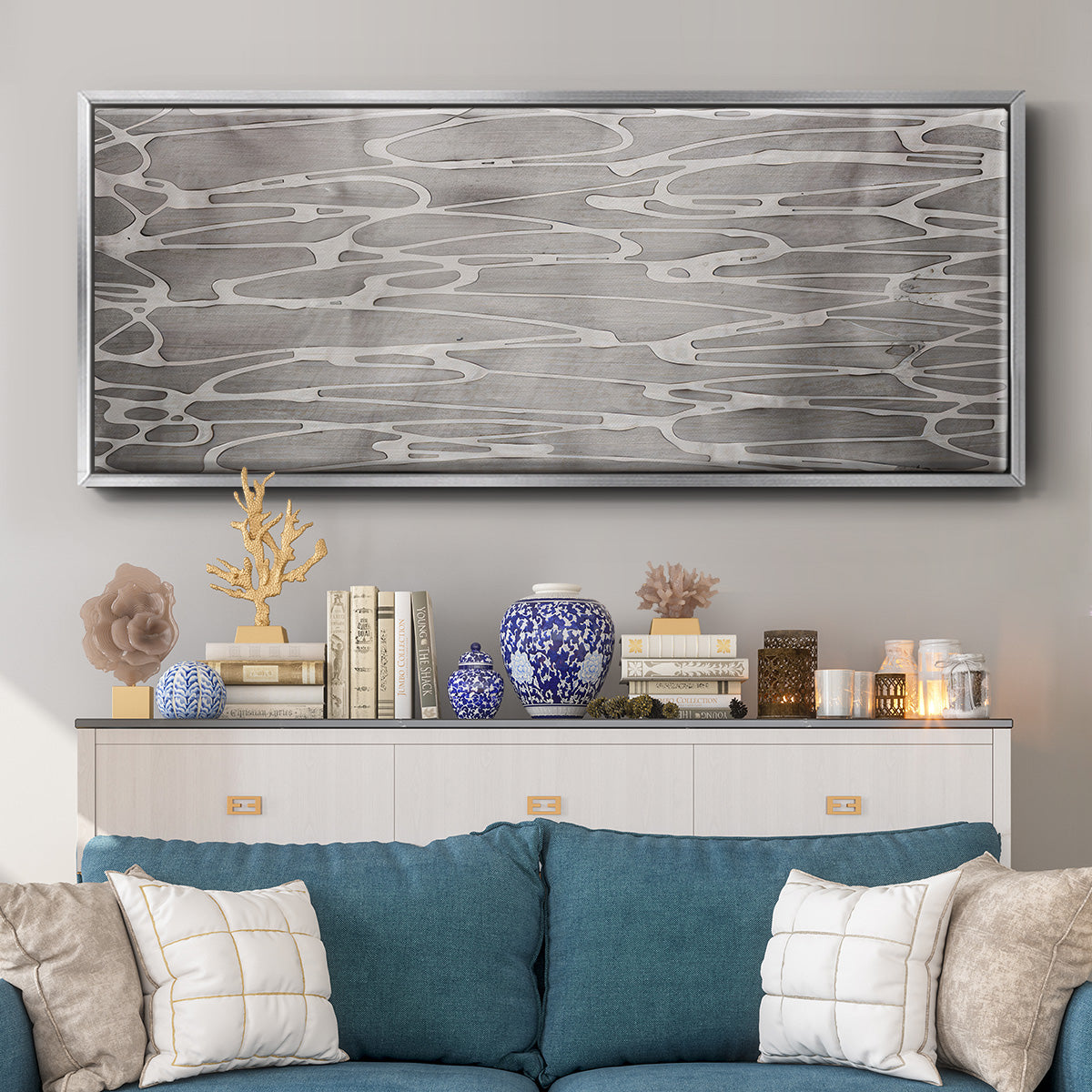 Slate Abstract - Floater Framed Canvas Print