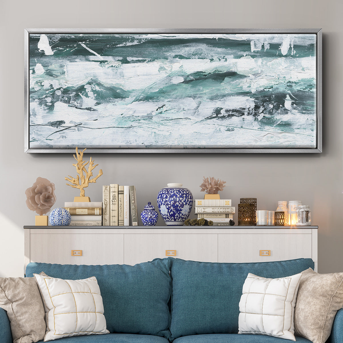 Misty Waves II - Floater Framed Canvas Print