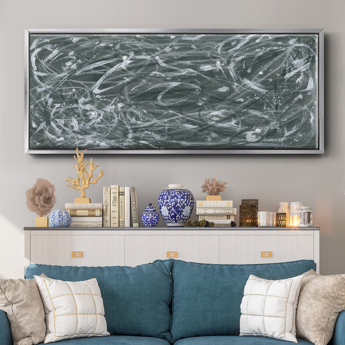 Static Scramble II - Floater Framed Canvas Print