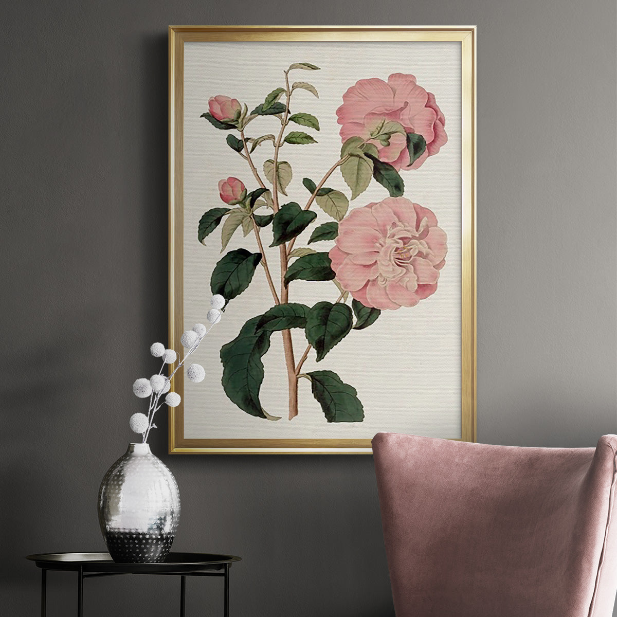 Pink Floral Mix IV - Modern Framed Canvas Print