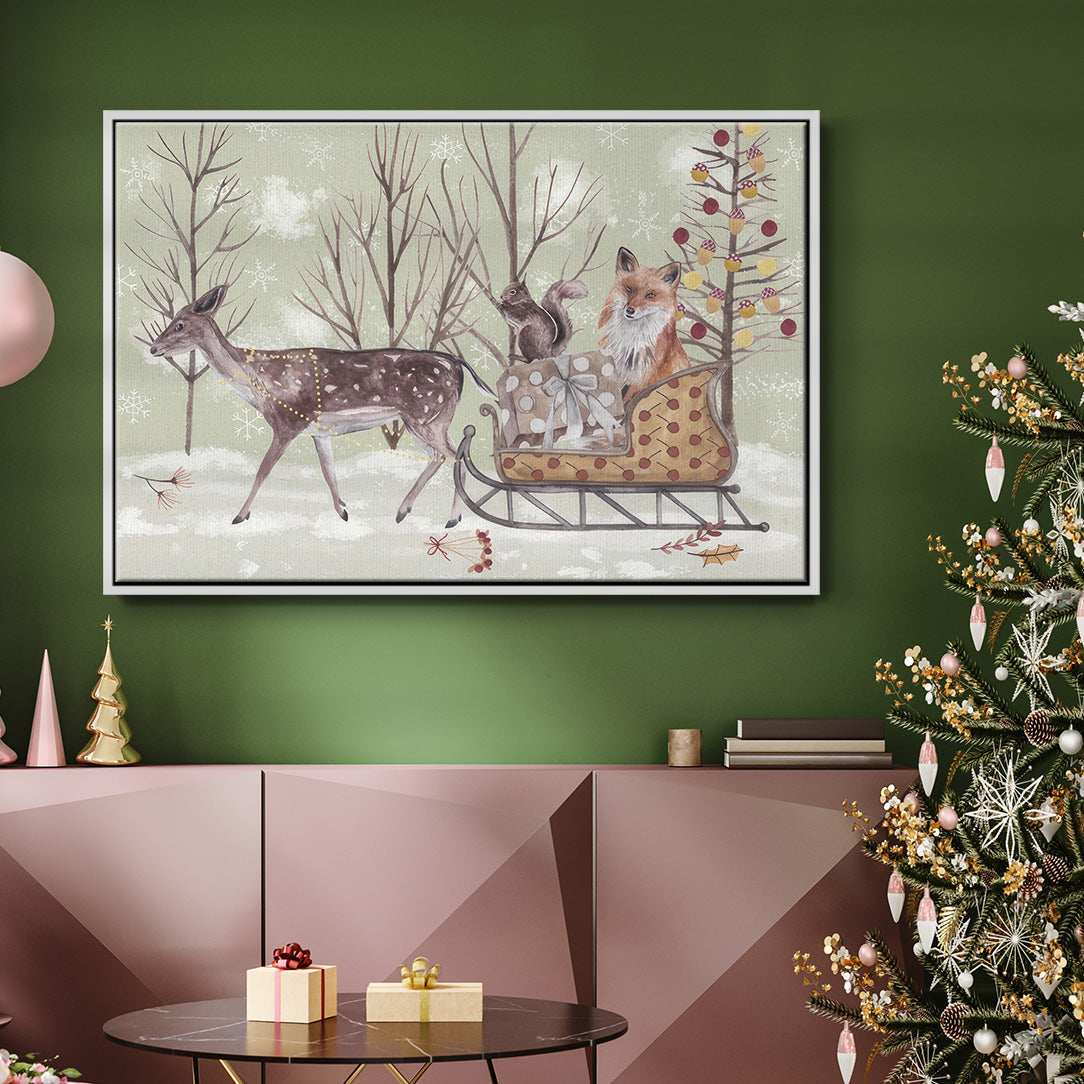 Christmas Time Collection A - Framed Gallery Wrapped Canvas in Floating Frame