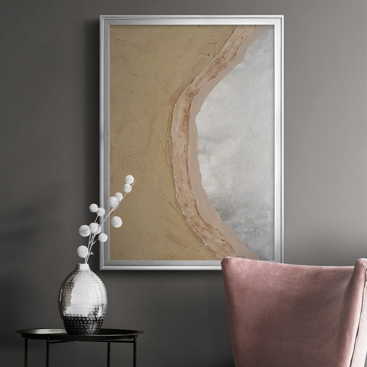 Silver Lake III - Modern Framed Canvas Print