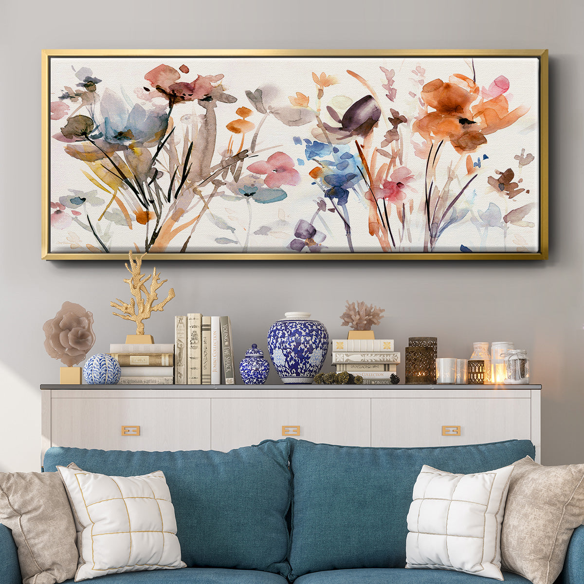 Pop Garden - Floater Framed Canvas Print