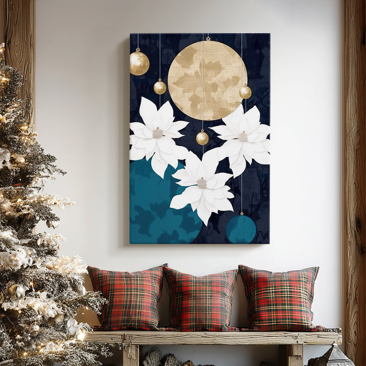 Pale Winter Evergreen at Midnight - Canvas Art Print
