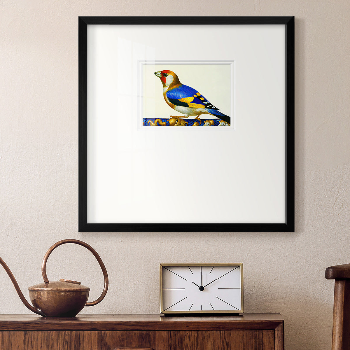 Blue Gold Finch Premium Framed Print Double Matboard