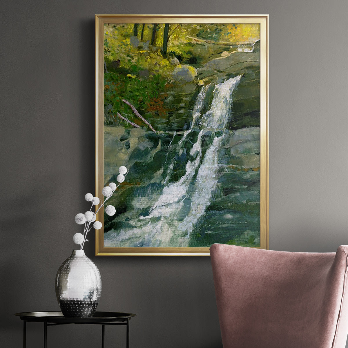 Kent Falls - Modern Framed Canvas Print