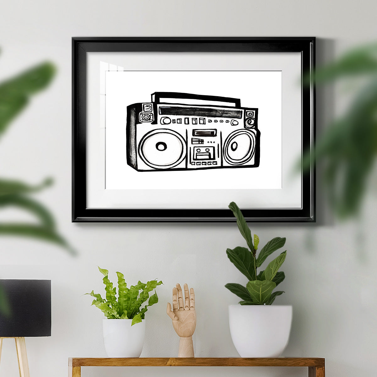 Boombox Sketch Premium Framed Print - Ready to Hang