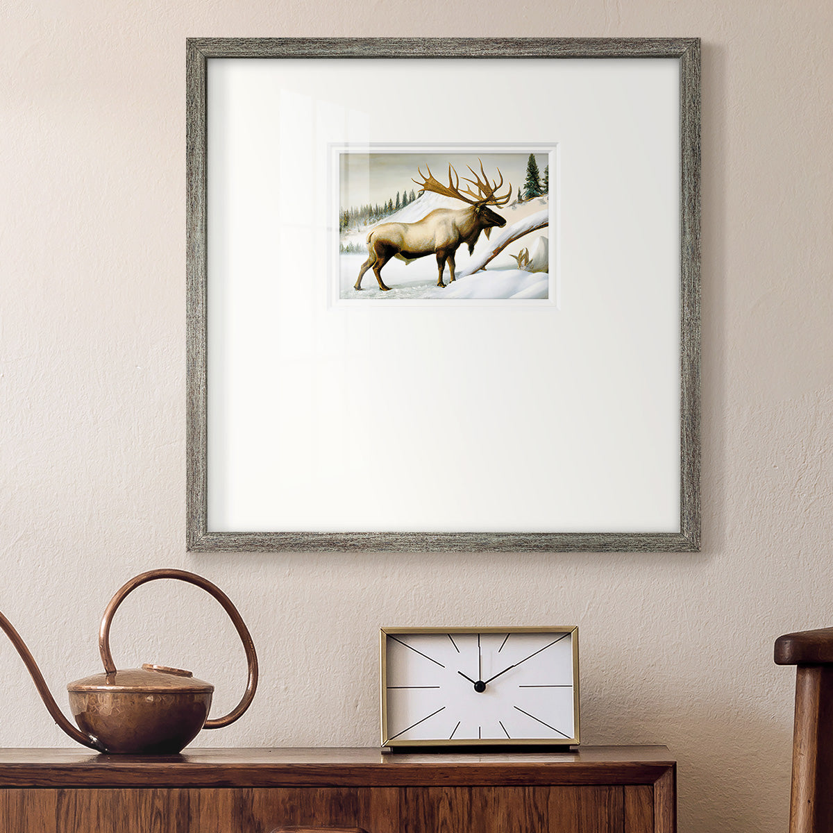 Snow Elk Premium Framed Print Double Matboard