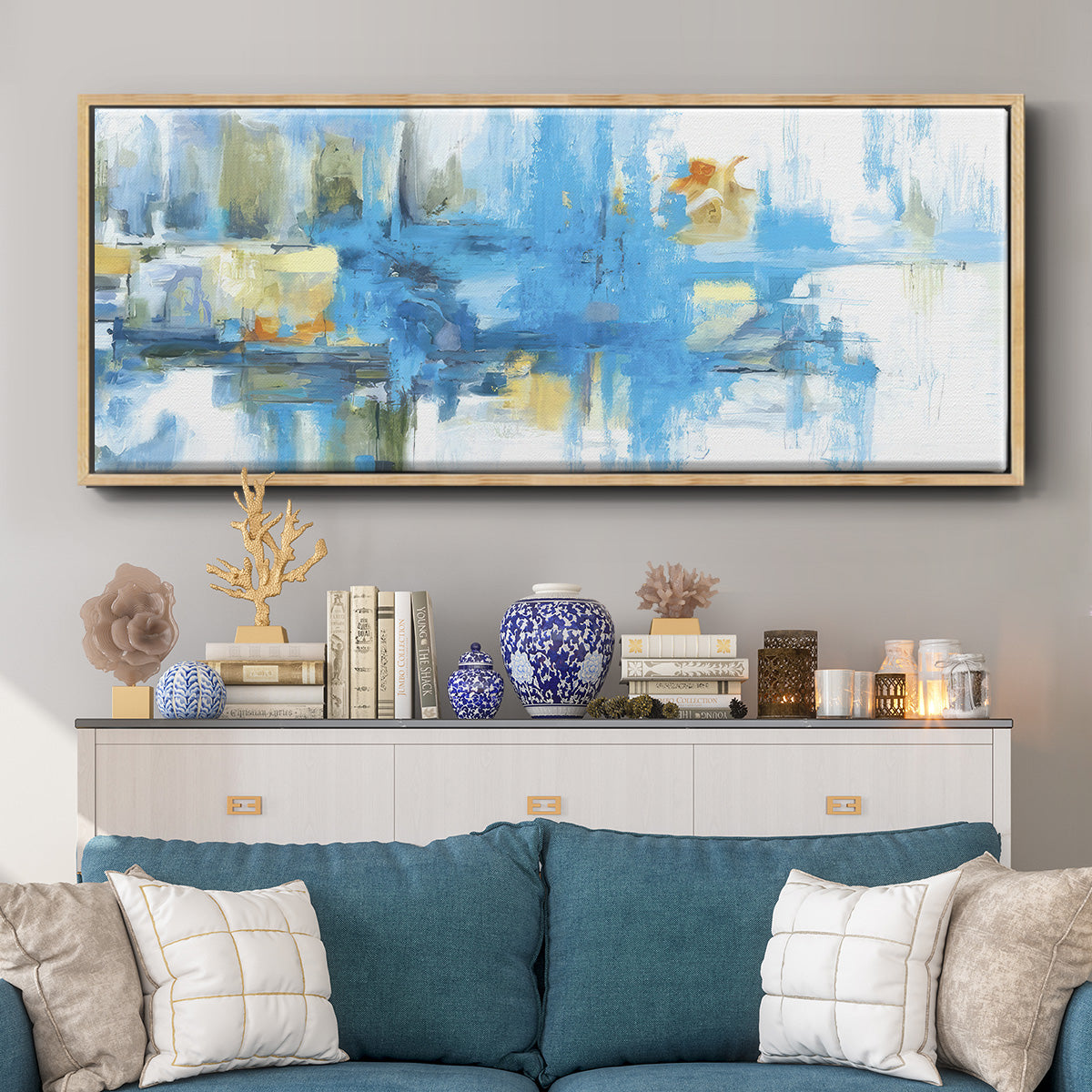 Metro Blue - Floater Framed Canvas Print