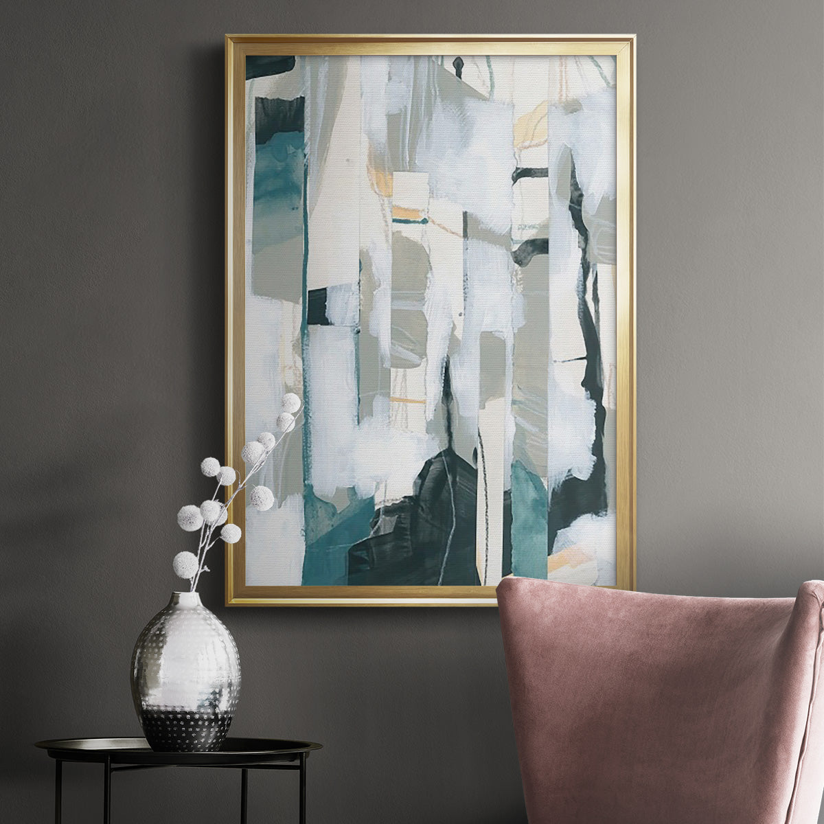 Sea Cavern Strata I - Modern Framed Canvas Print