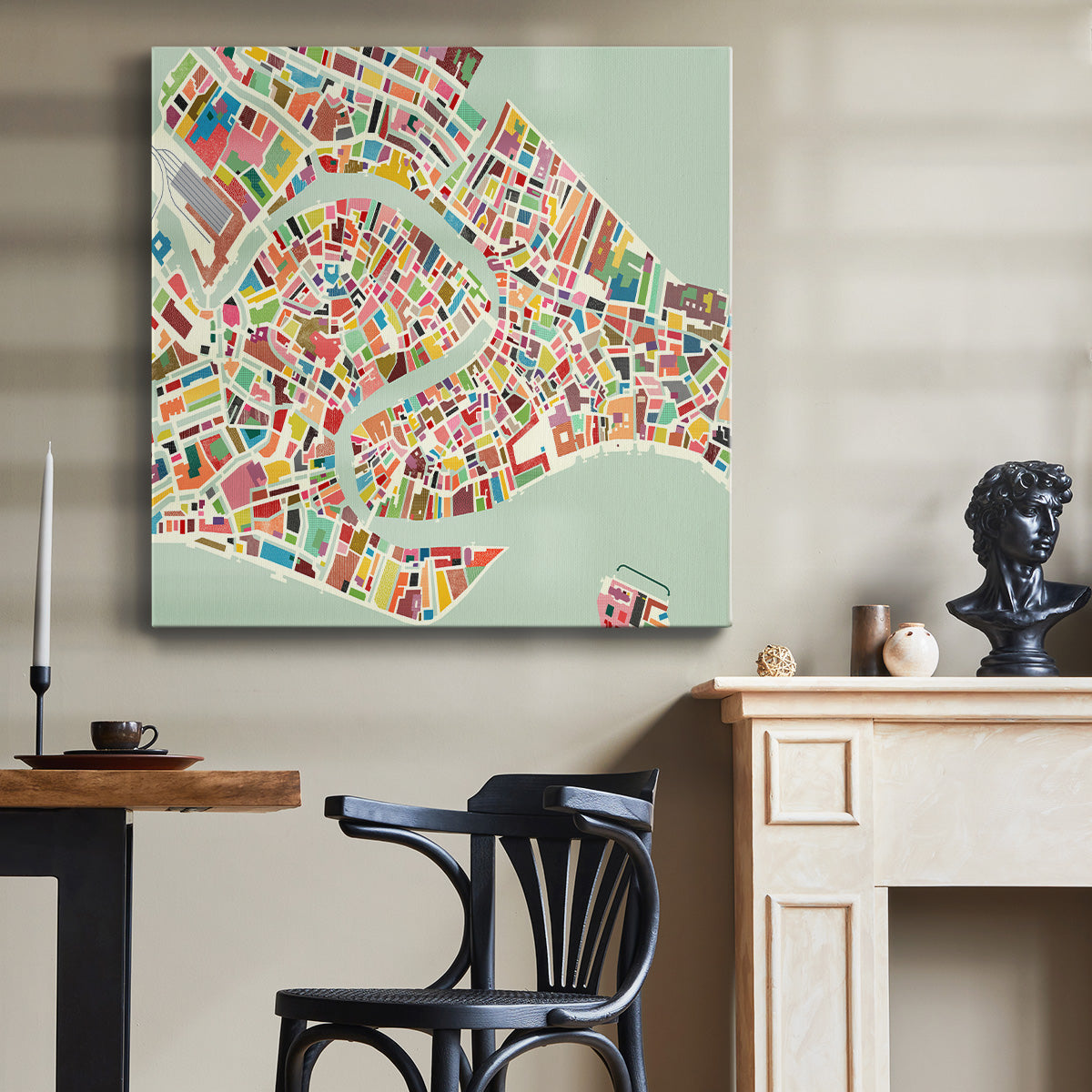 Modern Venice Map - Canvas Art Print