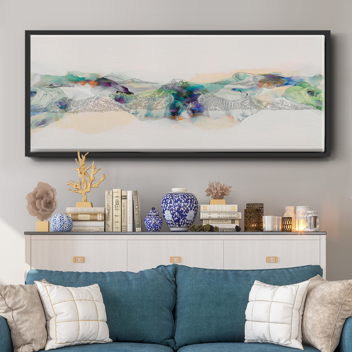 Abstract Mountain Range - Floater Framed Canvas Print