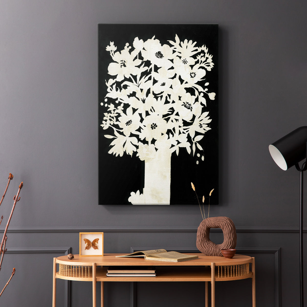 Floral Silhouette - Canvas Art Print