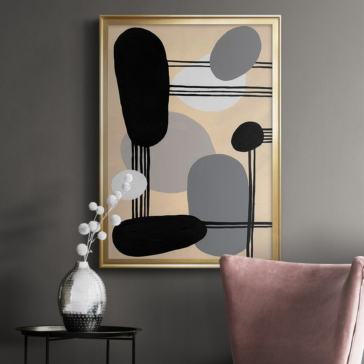 Interconnected Shapes I - Modern Framed Canvas Print