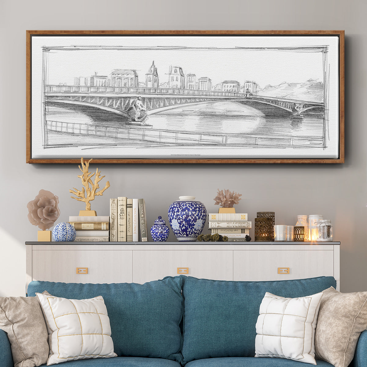 Pont Mirabeau - Floater Framed Canvas Print