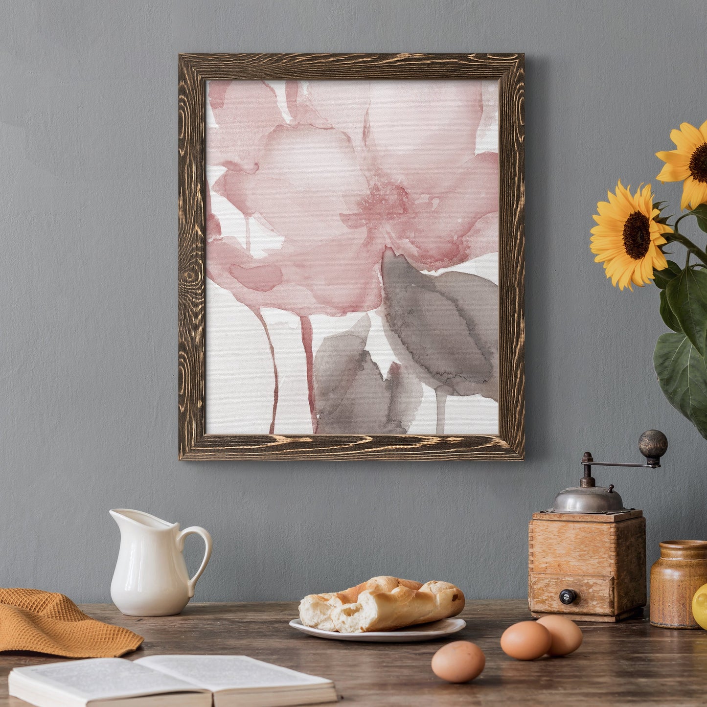 Blush Bloom II - Premium Canvas Framed in Barnwood - Ready to Hang