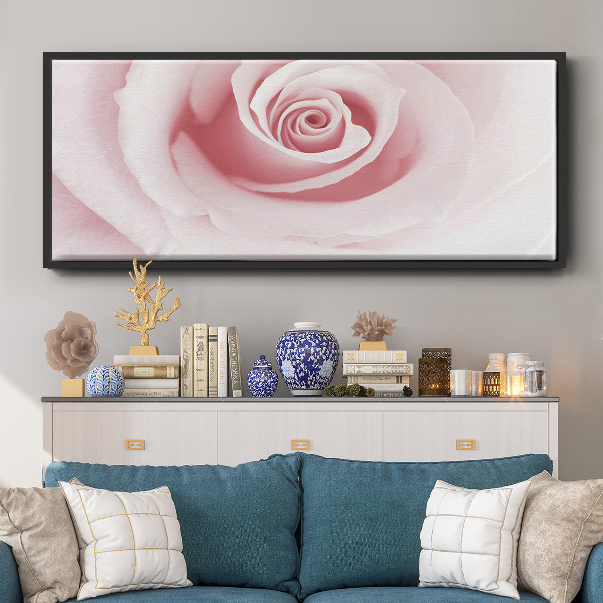Rose Embrace - Floater Framed Canvas Print