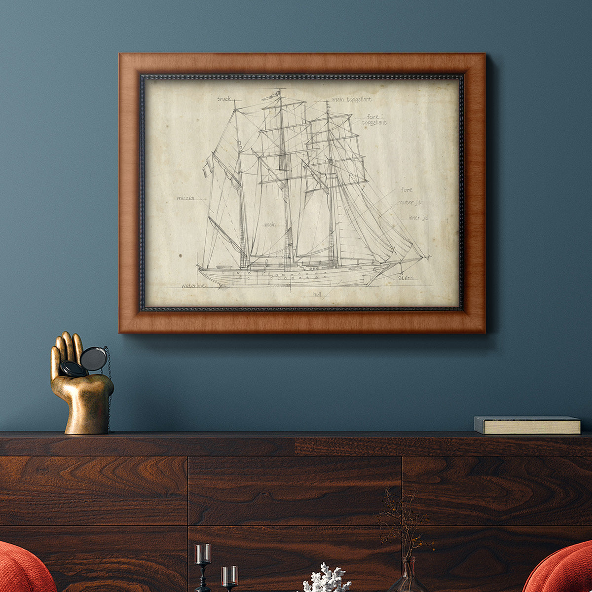 Sailboat Blueprint I Premium Framed Canvas- Ready to Hang