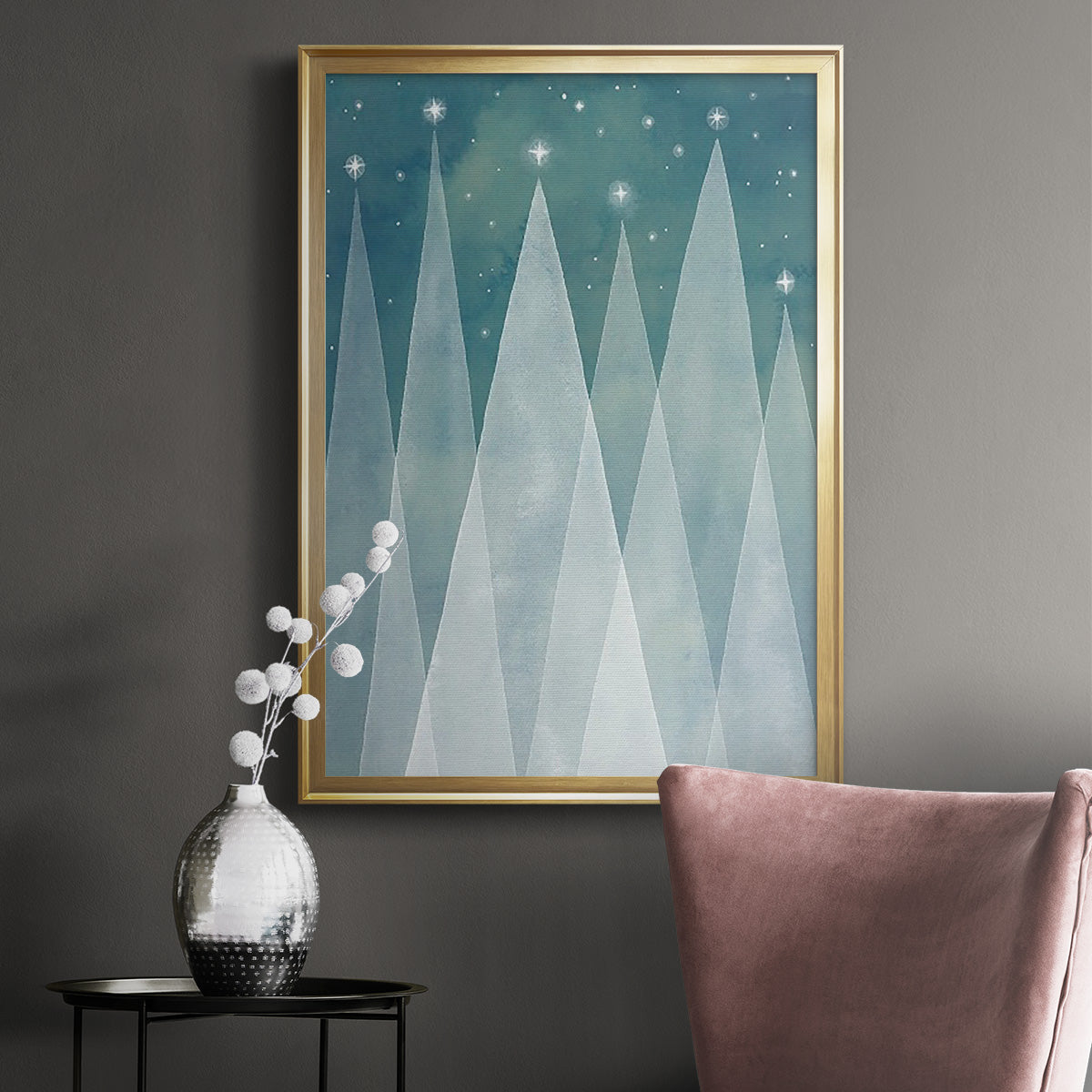 Mod Evergreens II - Modern Framed Canvas Print