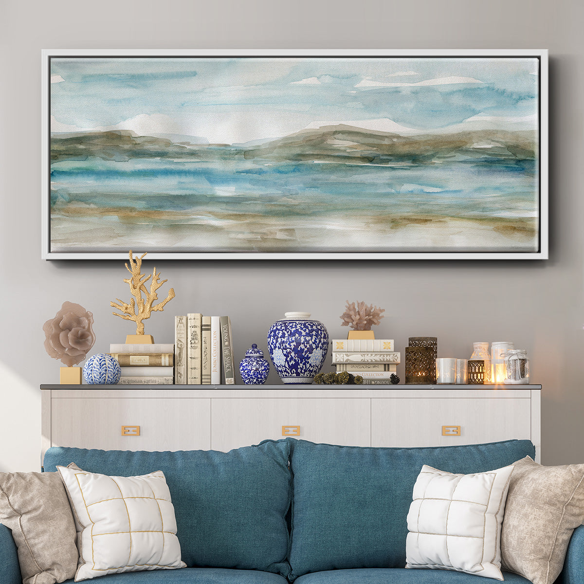 Peaceful Beach I - Floater Framed Canvas Print