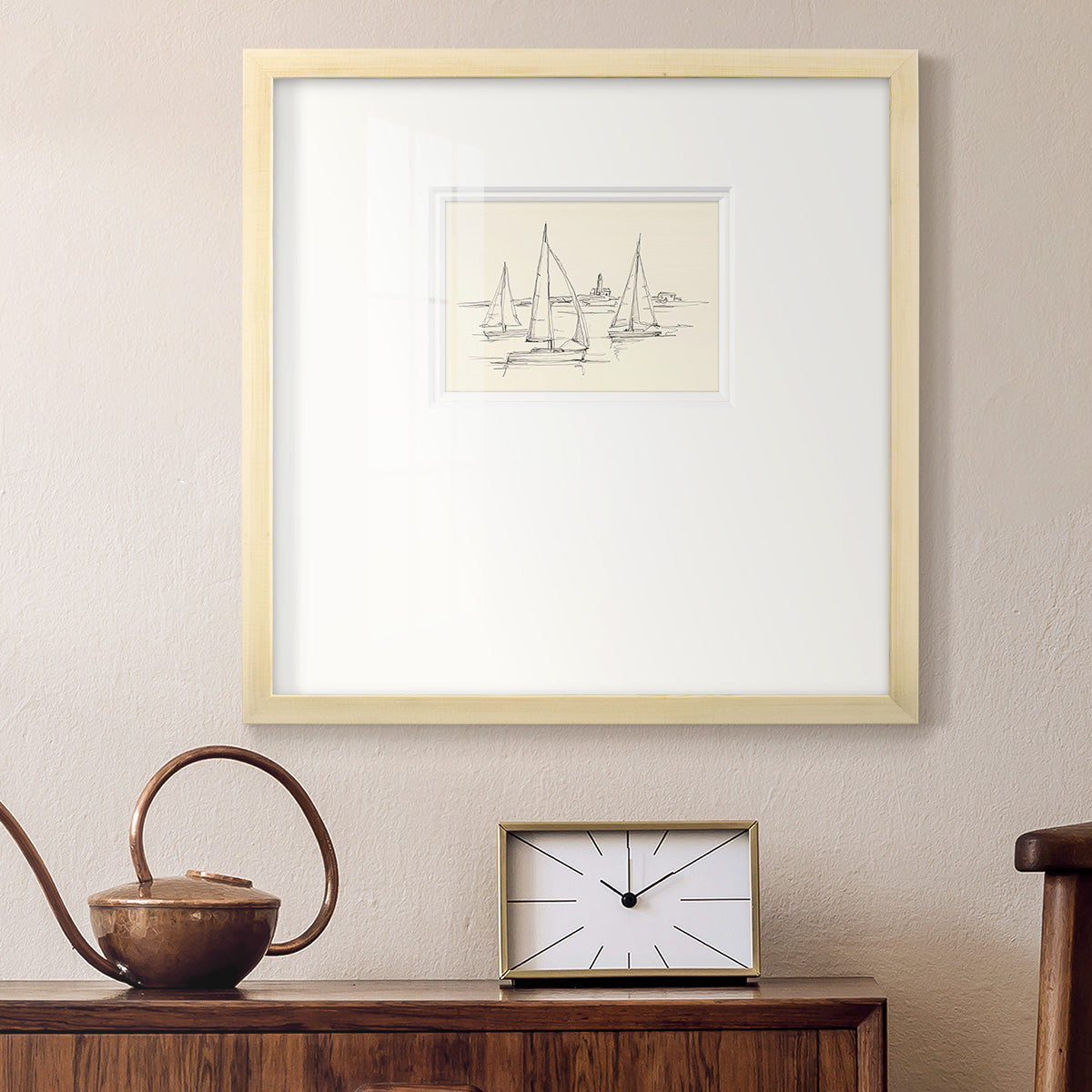 Coastal Contour Sketch II Premium Framed Print Double Matboard