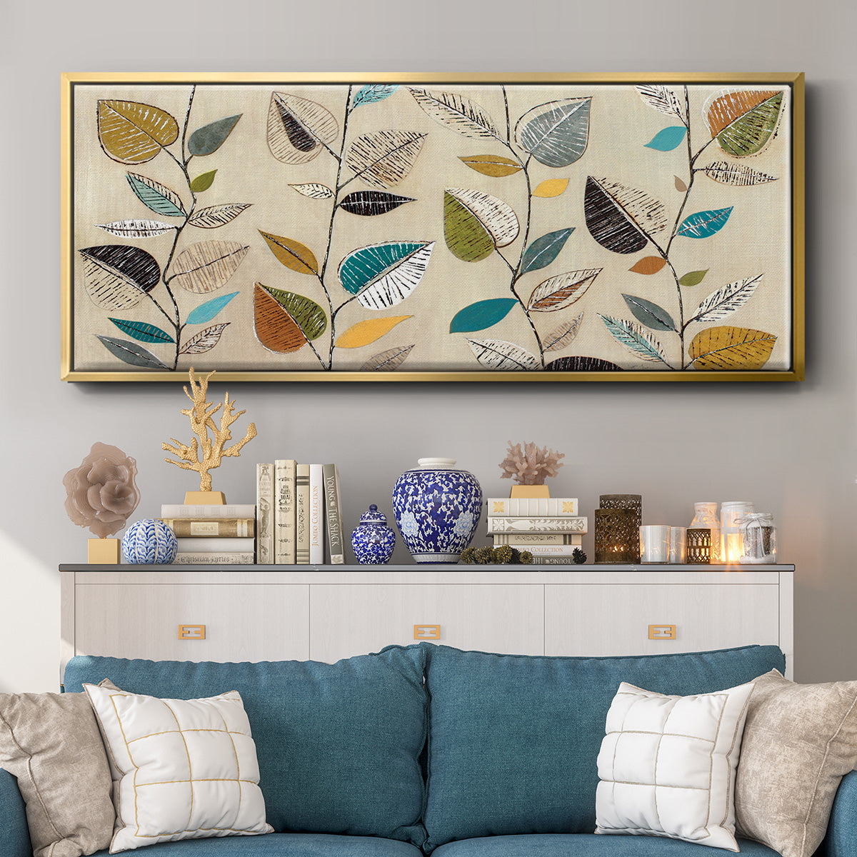 Dancing Leaves III - Floater Framed Canvas Print