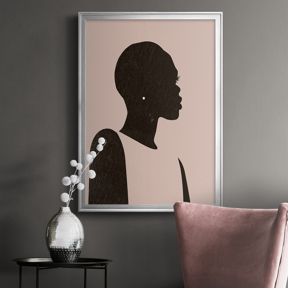 Pink Silhouette II - Modern Framed Canvas Print