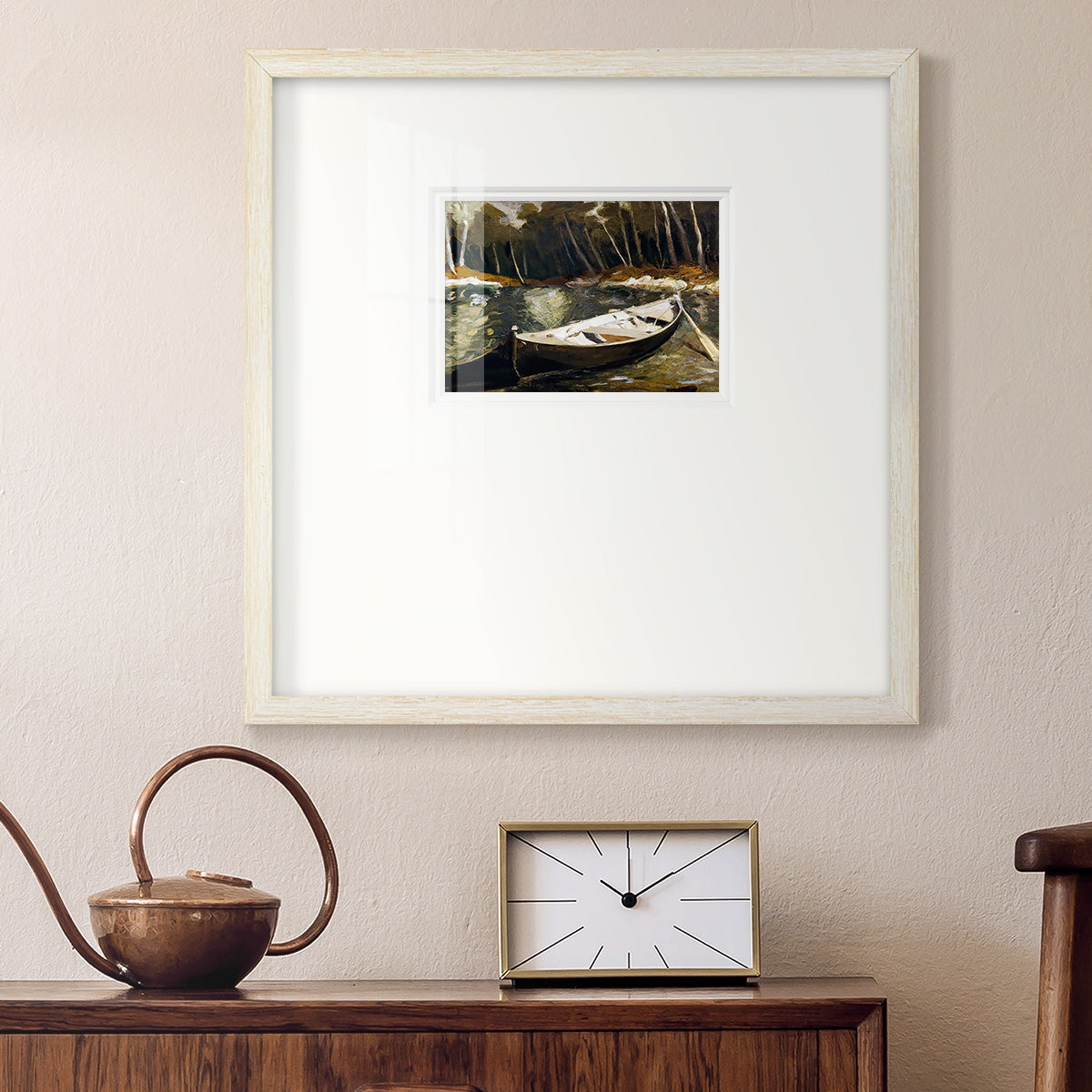 Canoe in the Woods Premium Framed Print Double Matboard