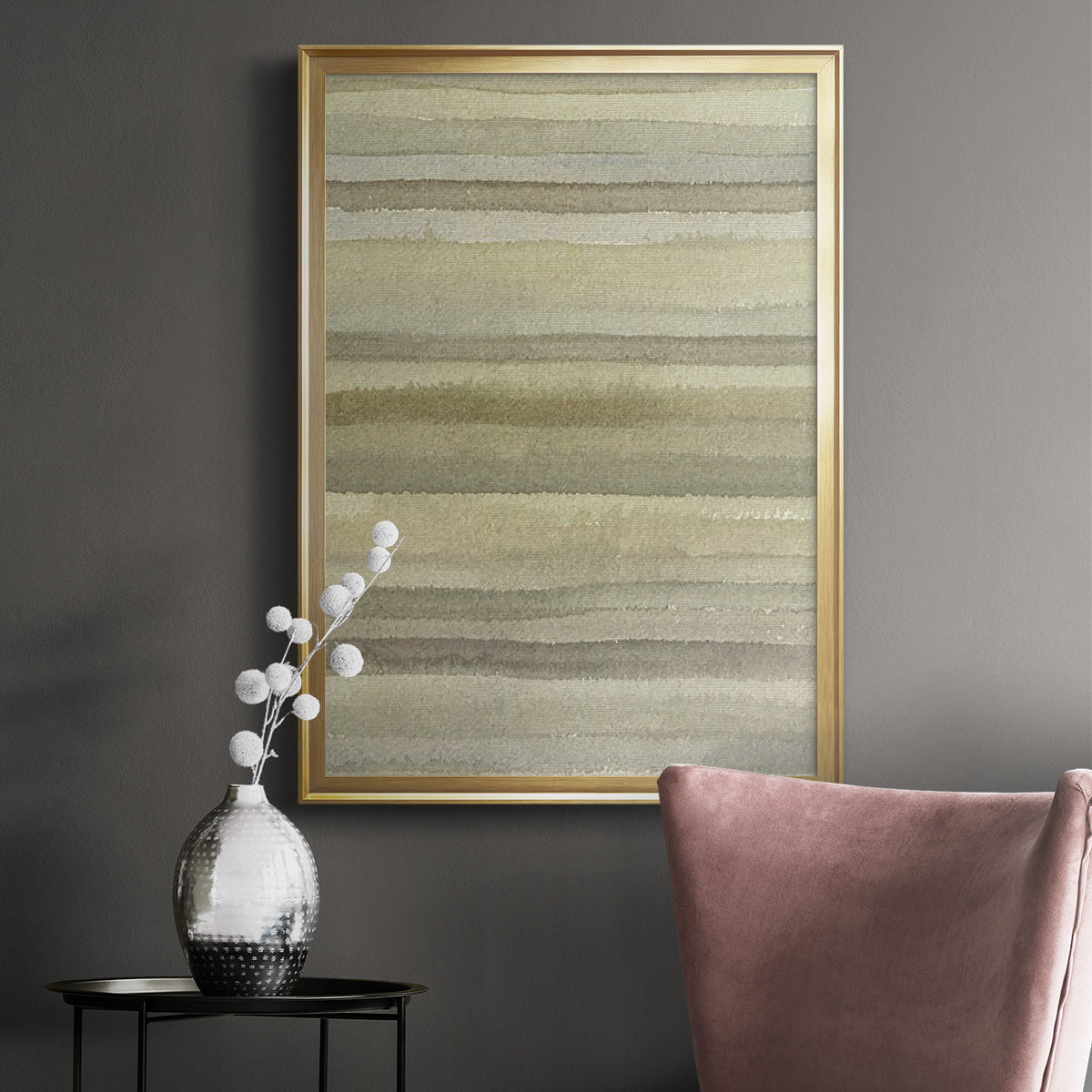 Lines in Neutral I - Modern Framed Canvas Print