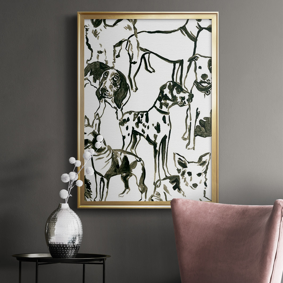 Canine Collage II - Modern Framed Canvas Print