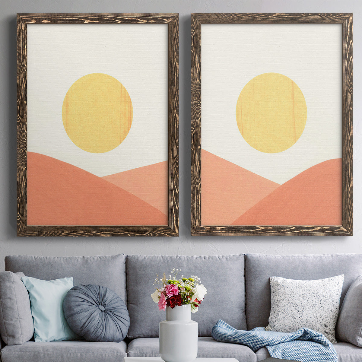 Simple Boho Sun I - Premium Framed Canvas 2 Piece Set - Ready to Hang