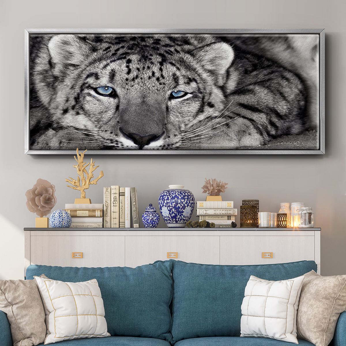 Snow Leopard Sanctuary - Floater Framed Canvas Print