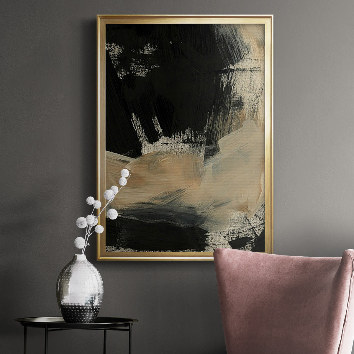 Baked Paintstrokes VI - Modern Framed Canvas Print