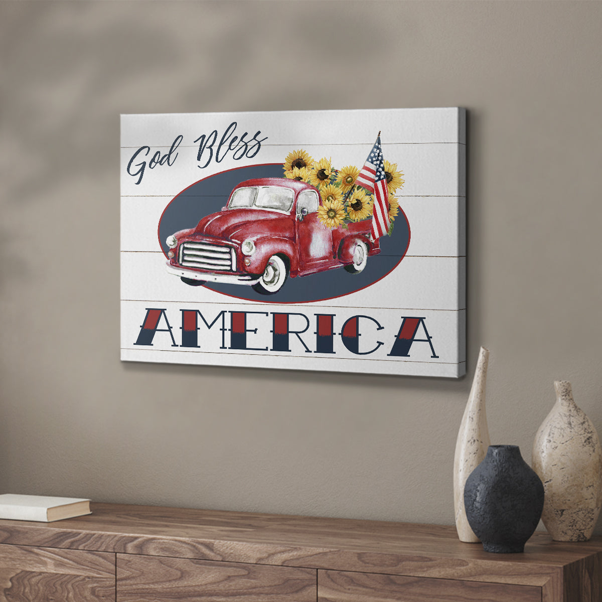God Bless America Truck - Canvas Art Print