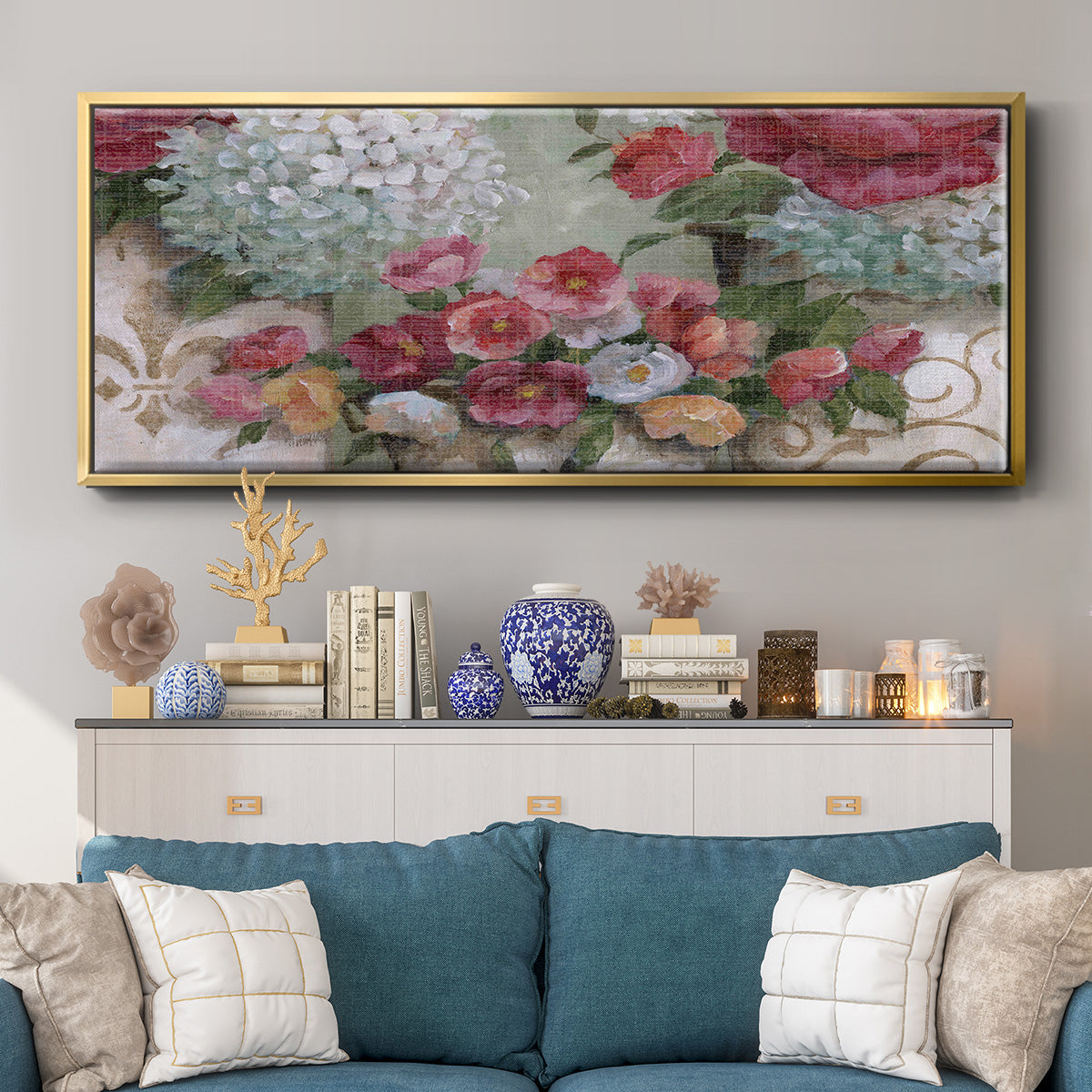 Contained Blooms - Floater Framed Canvas Print