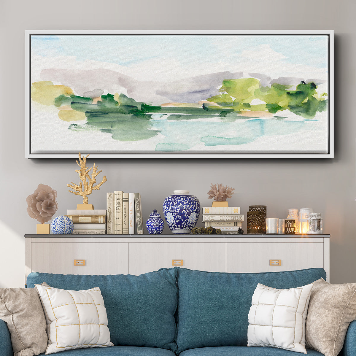 Tangerine Sunset II - Floater Framed Canvas Print