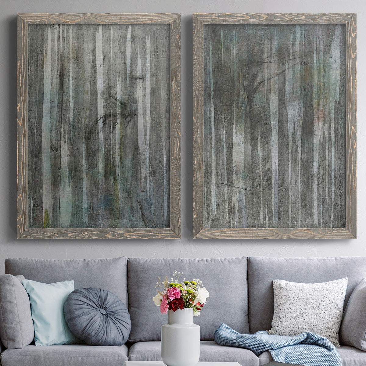 Birch Forest Abstracts I - Premium Framed Canvas 2 Piece Set - Ready to Hang