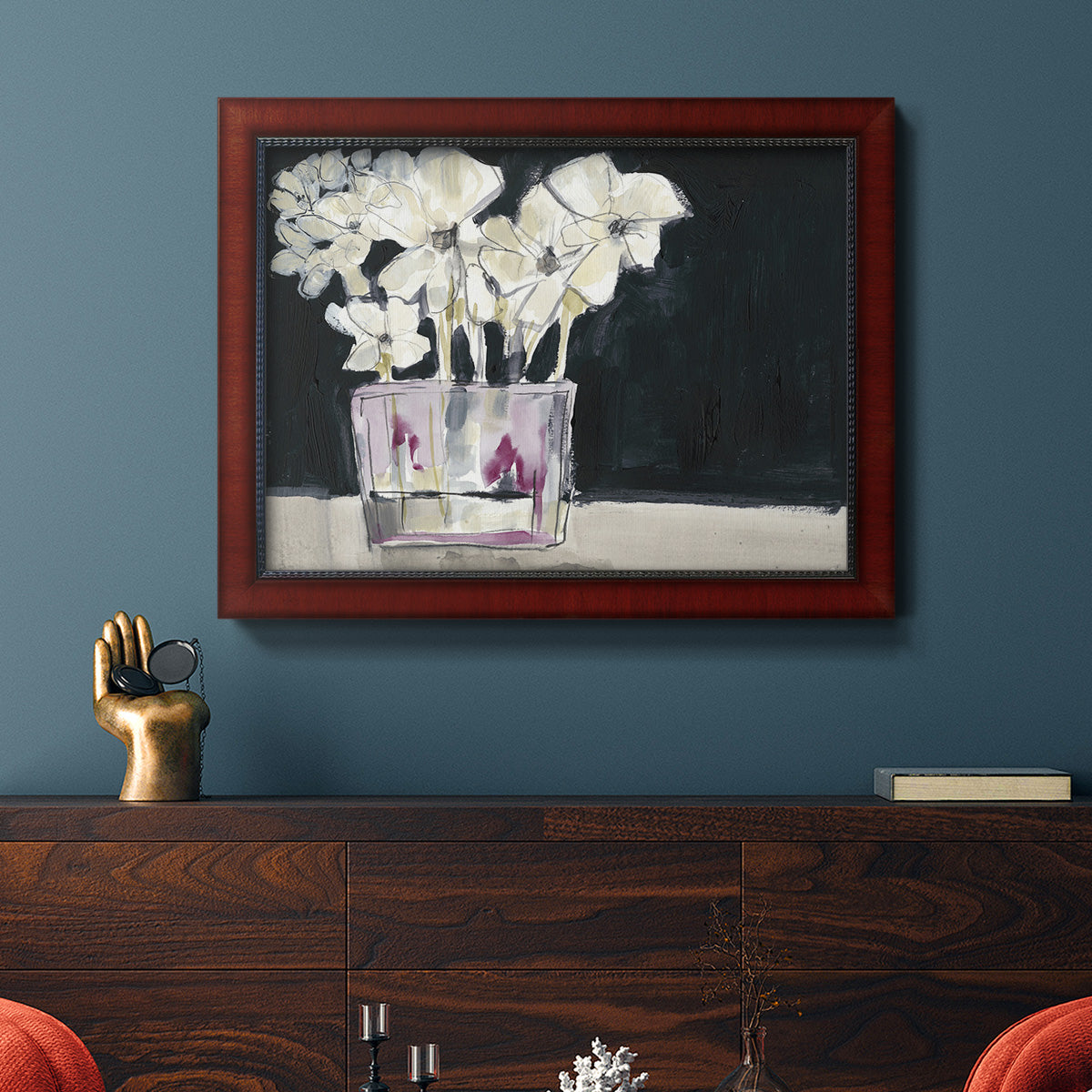 White Flowers in Fuchsia II Premium Framed Canvas- Ready to Hang