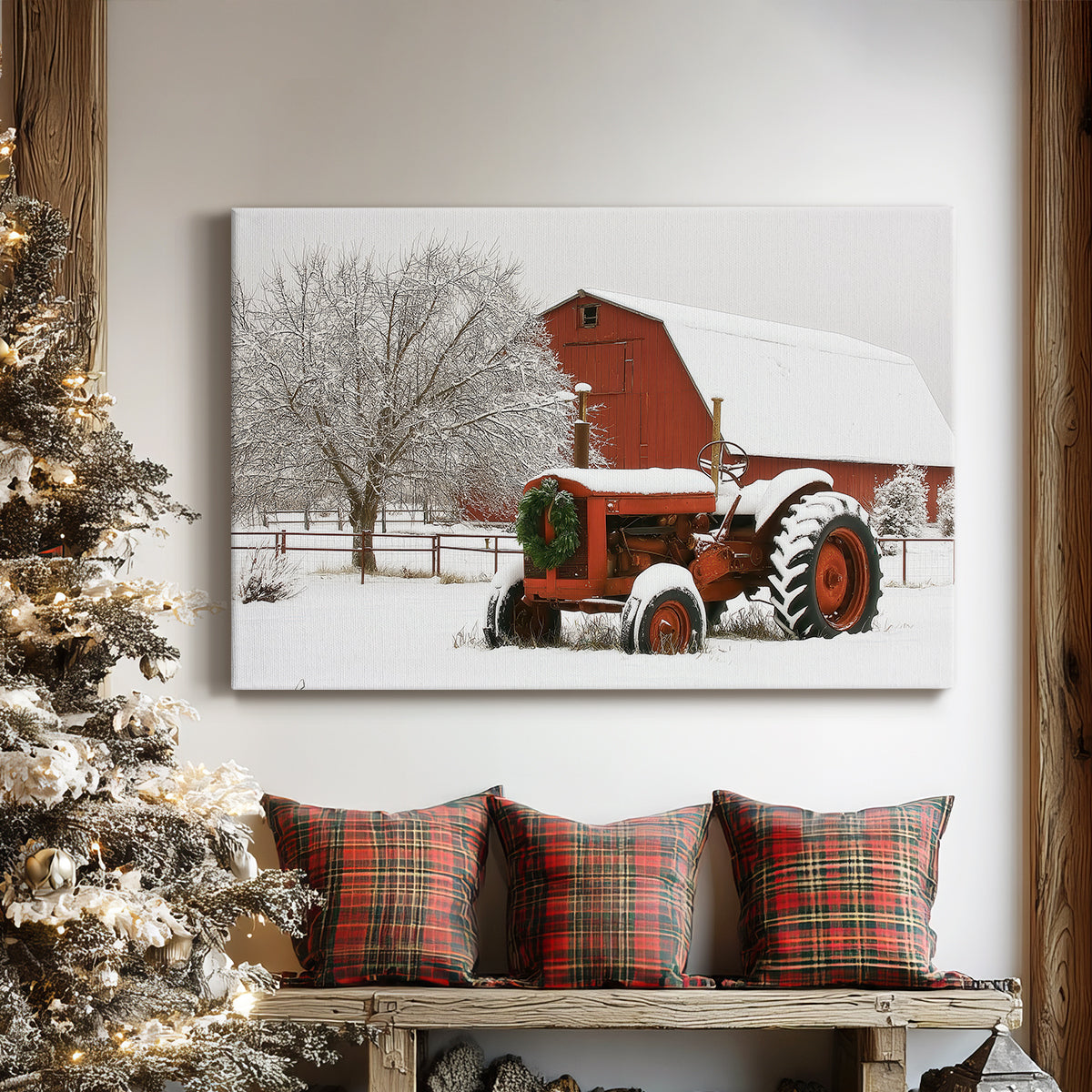 Silver Evergreen Hearth - Canvas Art Print