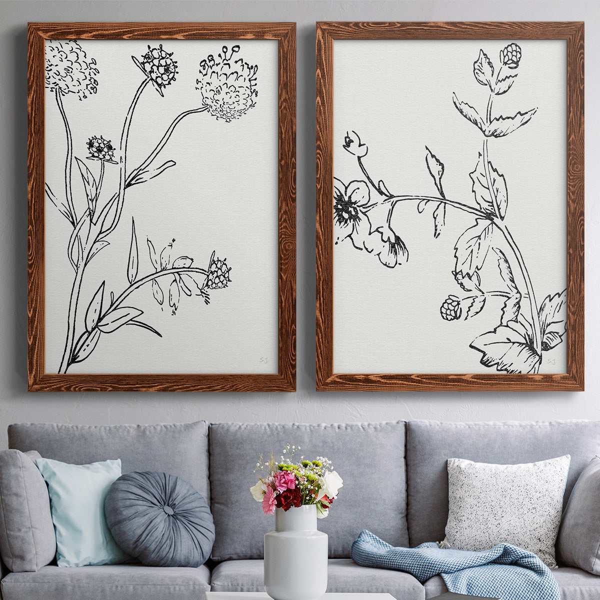 Botanical Study I   - Premium Framed Canvas 2 Piece Set - Ready to Hang