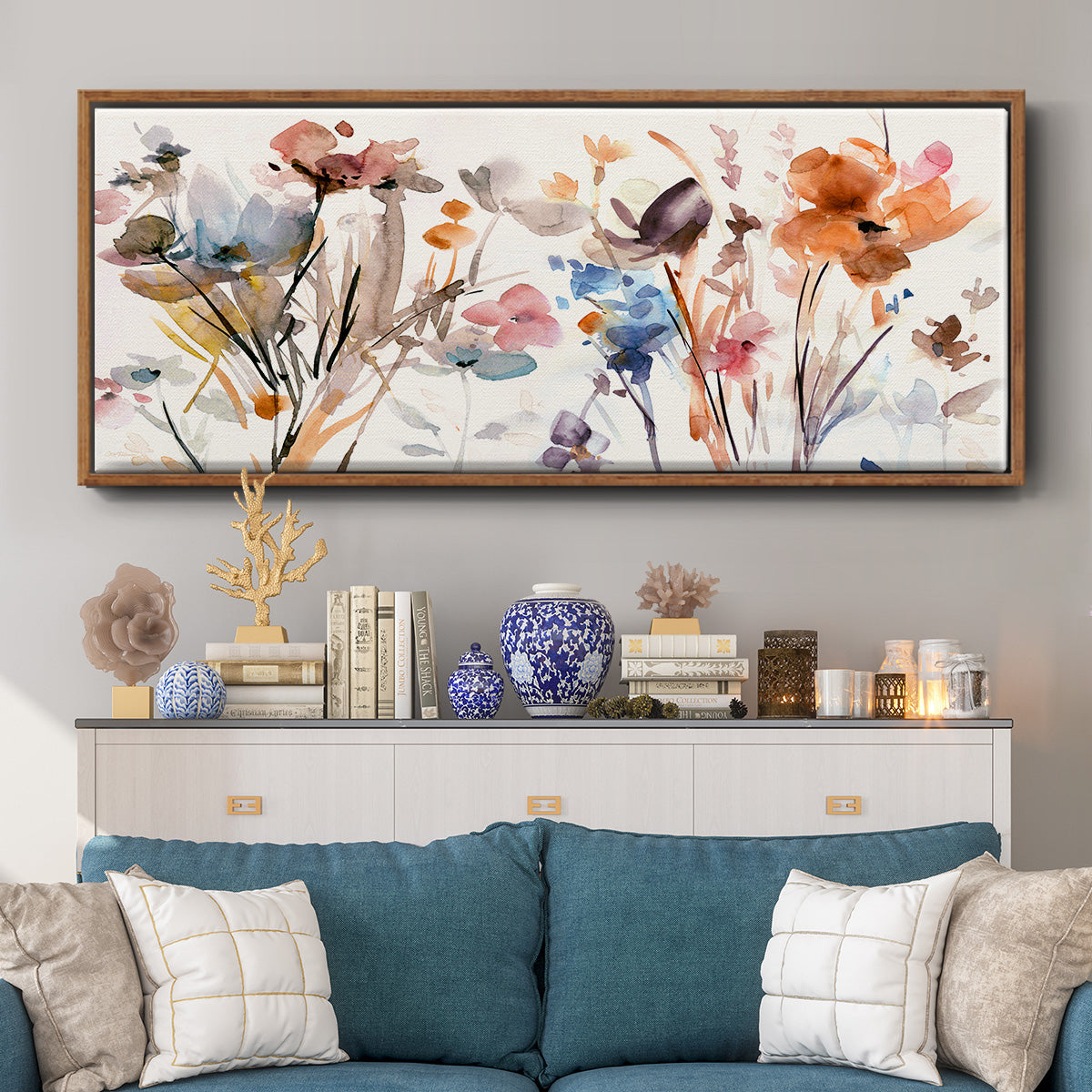 Pop Garden - Floater Framed Canvas Print