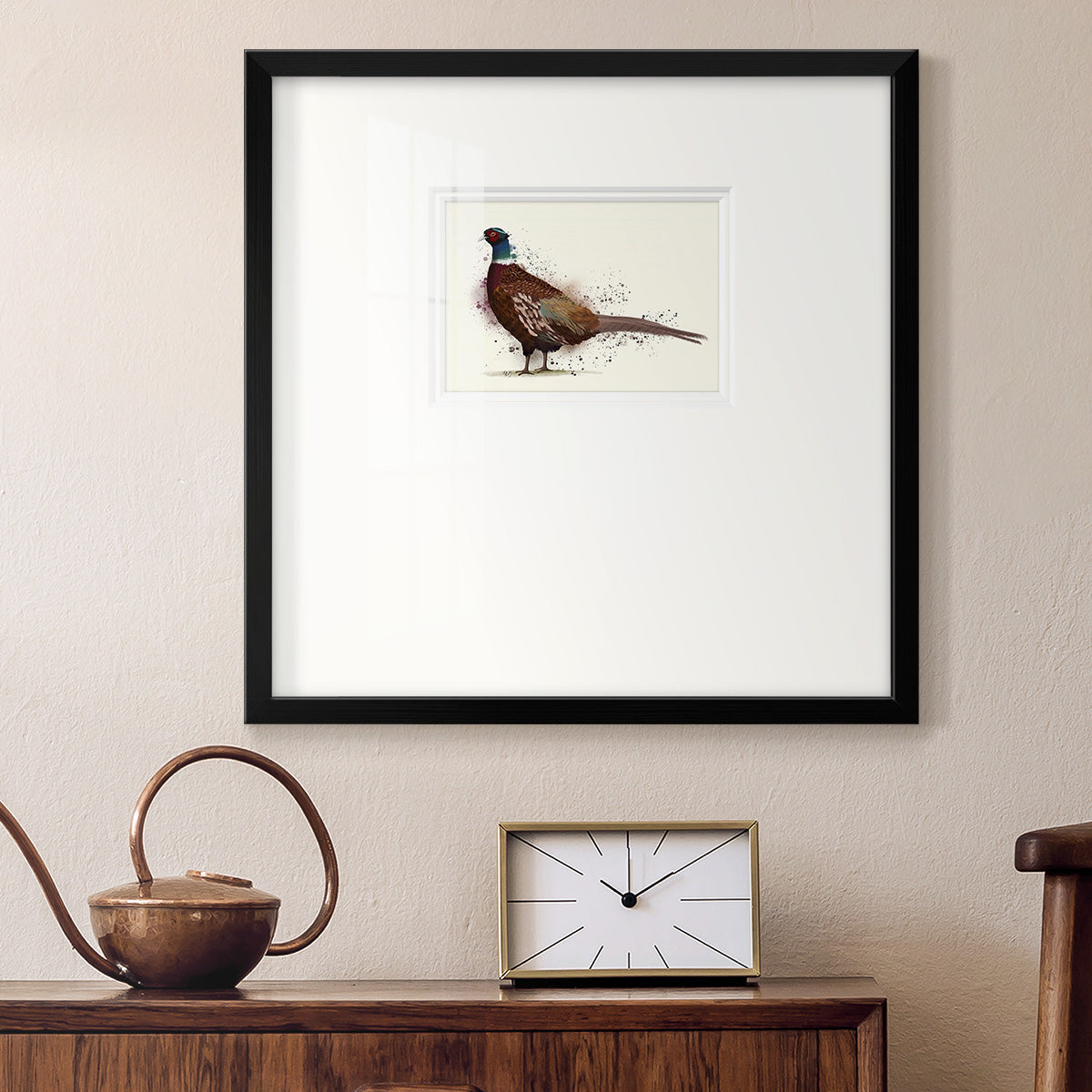 Pheasant Splash 1 Premium Framed Print Double Matboard