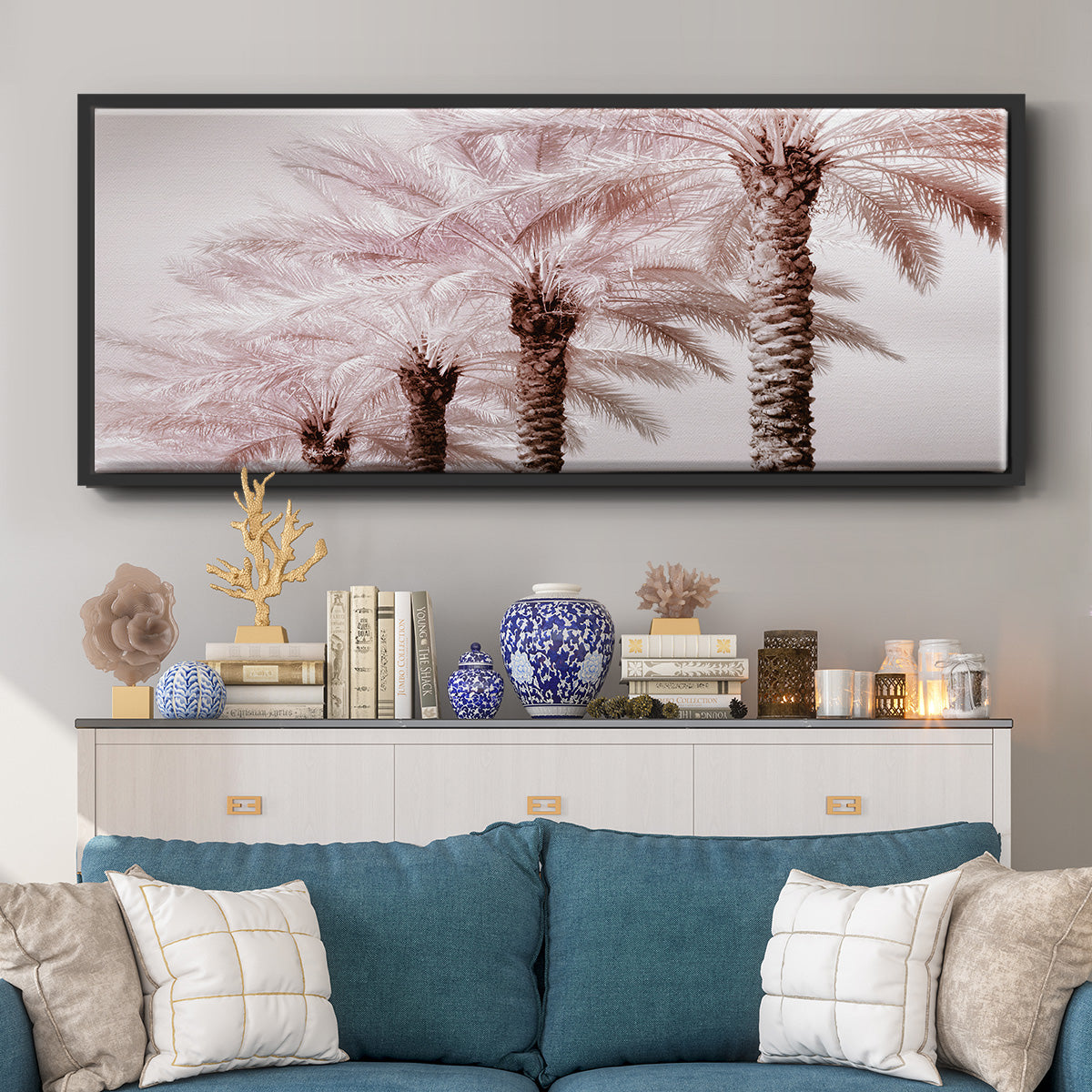 Stately Palms - Floater Framed Canvas Print