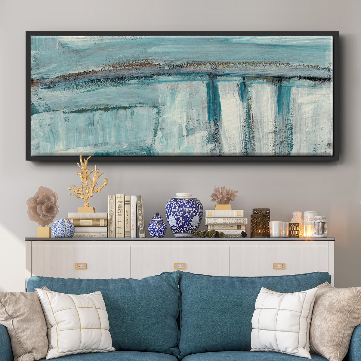 Acqua I - Floater Framed Canvas Print