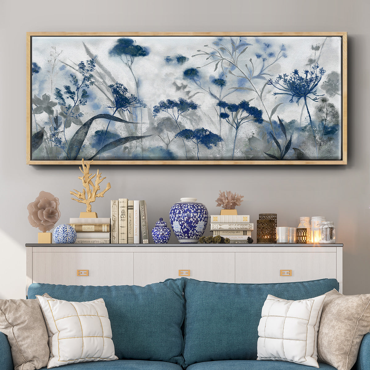 Inky Indigo - Floater Framed Canvas Print