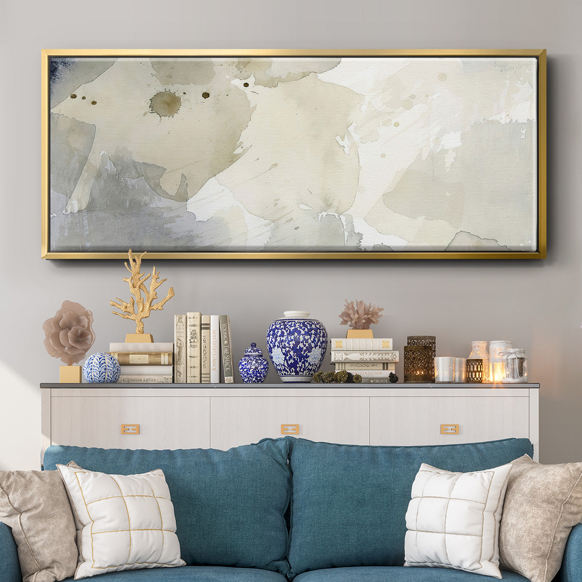 Dried Bergamot in Mist I - Floater Framed Canvas Print