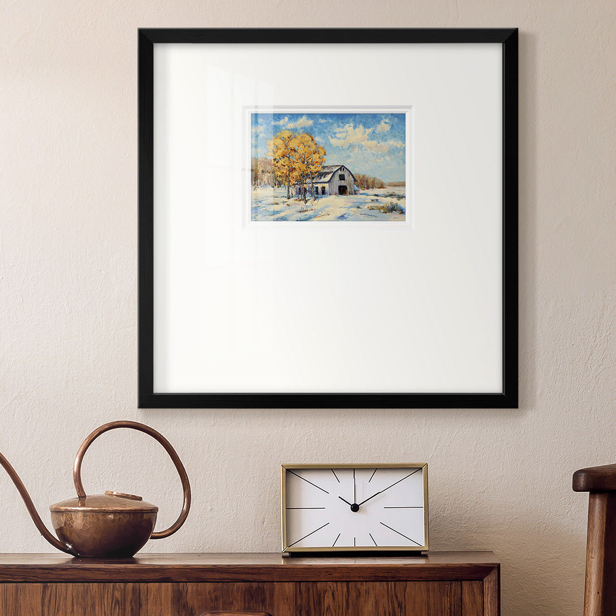 Autumn Barn- Premium Framed Print Double Matboard