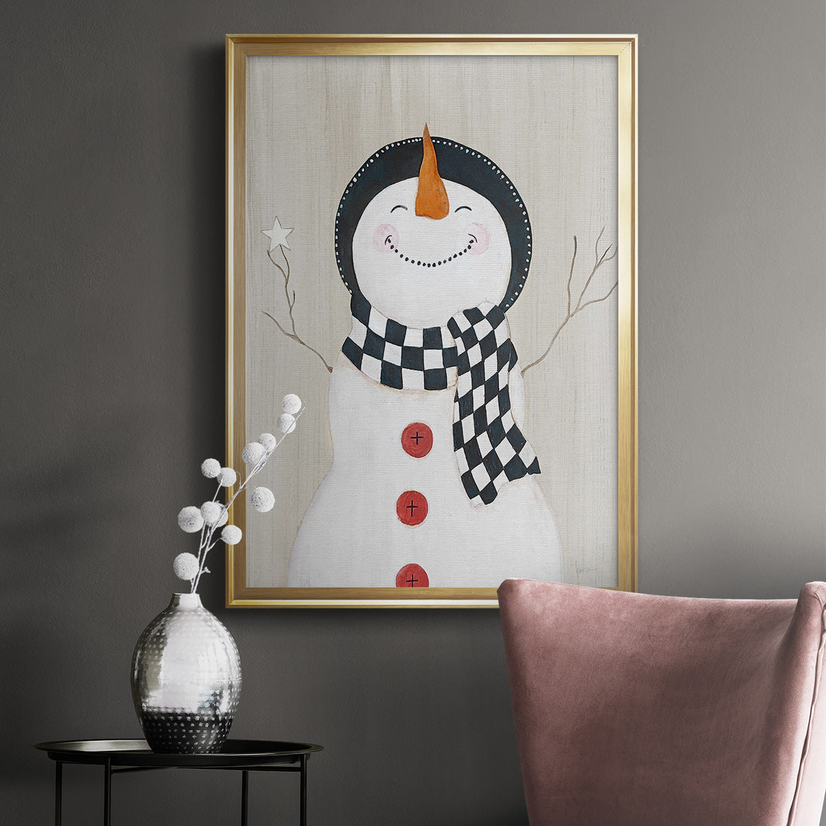 Festive Snowman II - Modern Framed Canvas Print