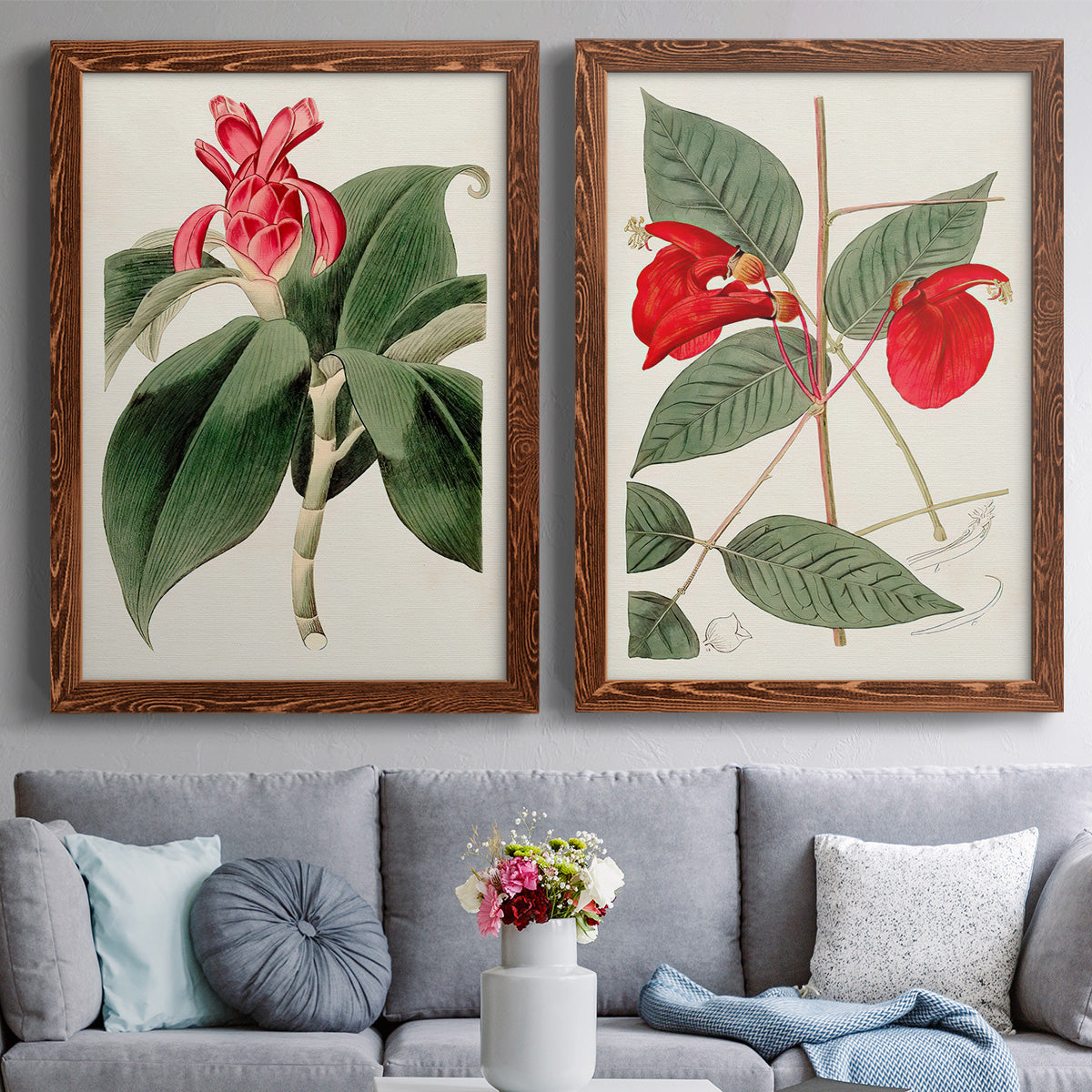 Flora of the Tropics I - Premium Framed Canvas 2 Piece Set - Ready to Hang